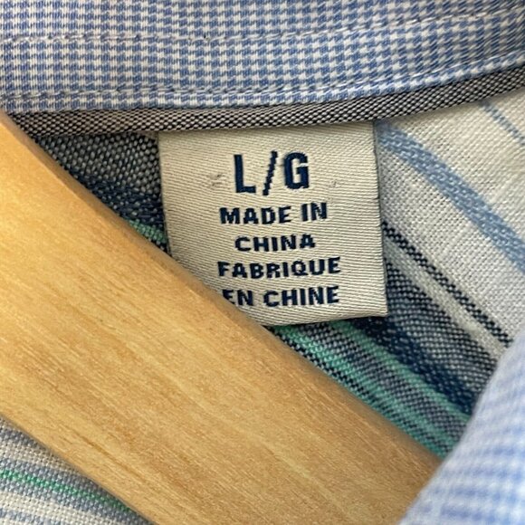 Tommy Bahama Mens Large Stripe Linen Blend Button Up Shirt Long Sleeve Top - Picture 5 of 10